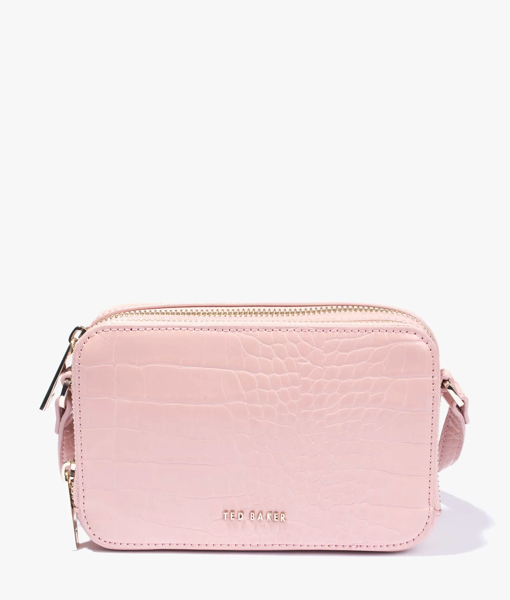 Stina croc effect camera bag in pale pink