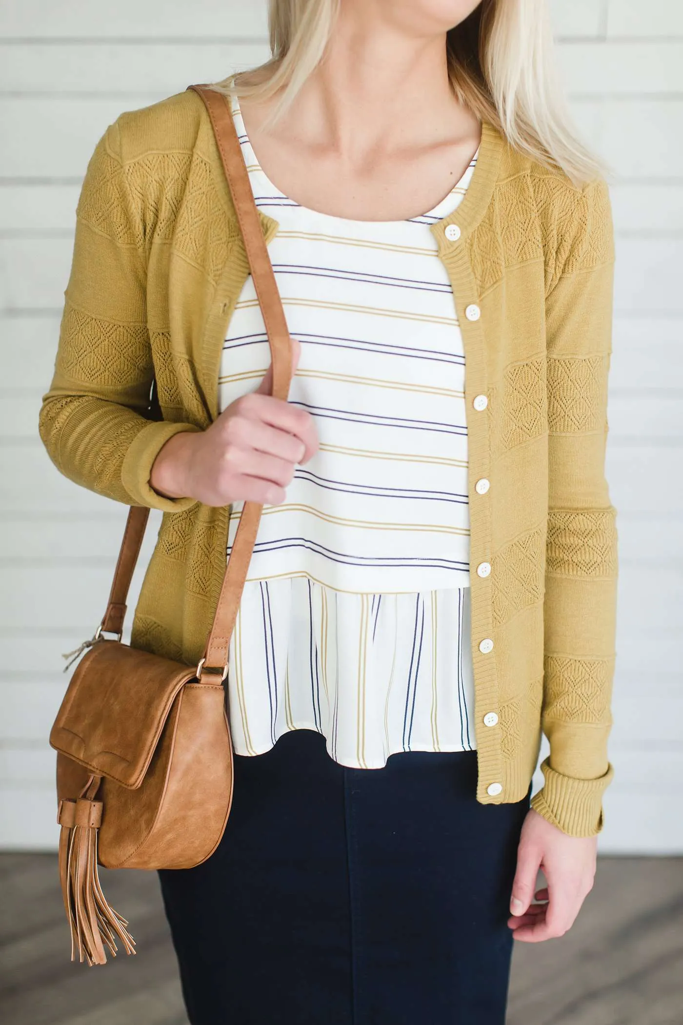 Stripe Peplum Zipper Tank