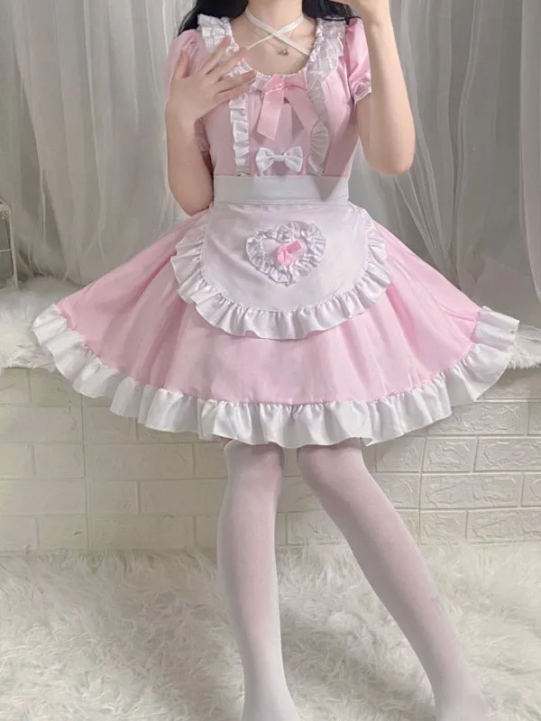 Sweet Lolita Dress Polyester Short Sleeves Dress