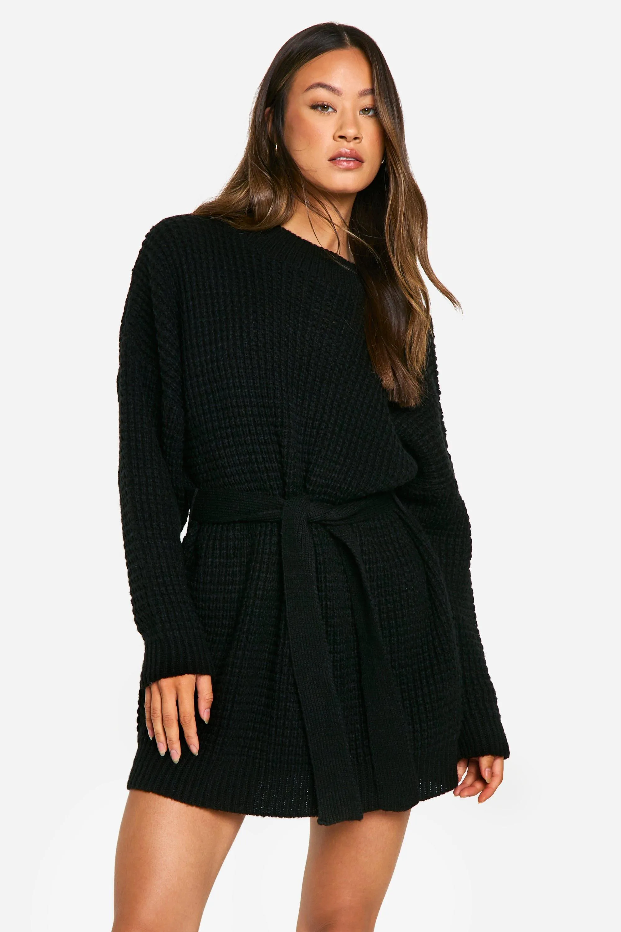 Tall Belted Knitted Sweater Dress