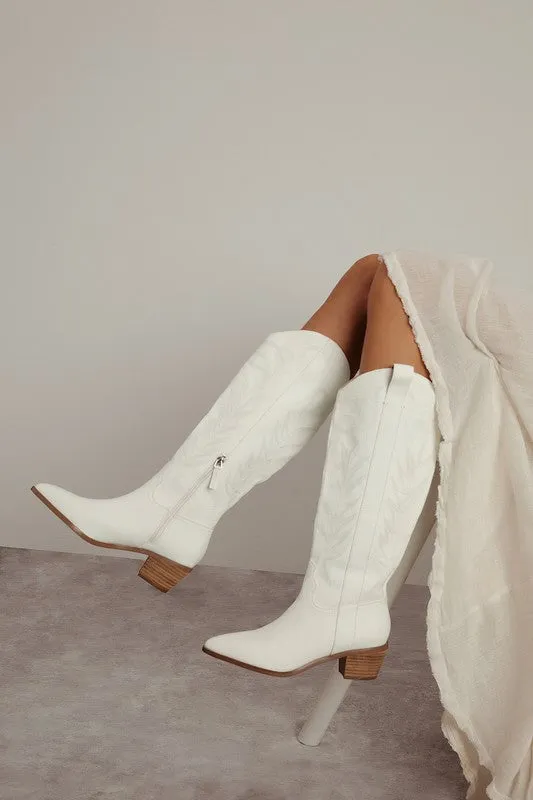 The Inlay White Cowgirl Boots