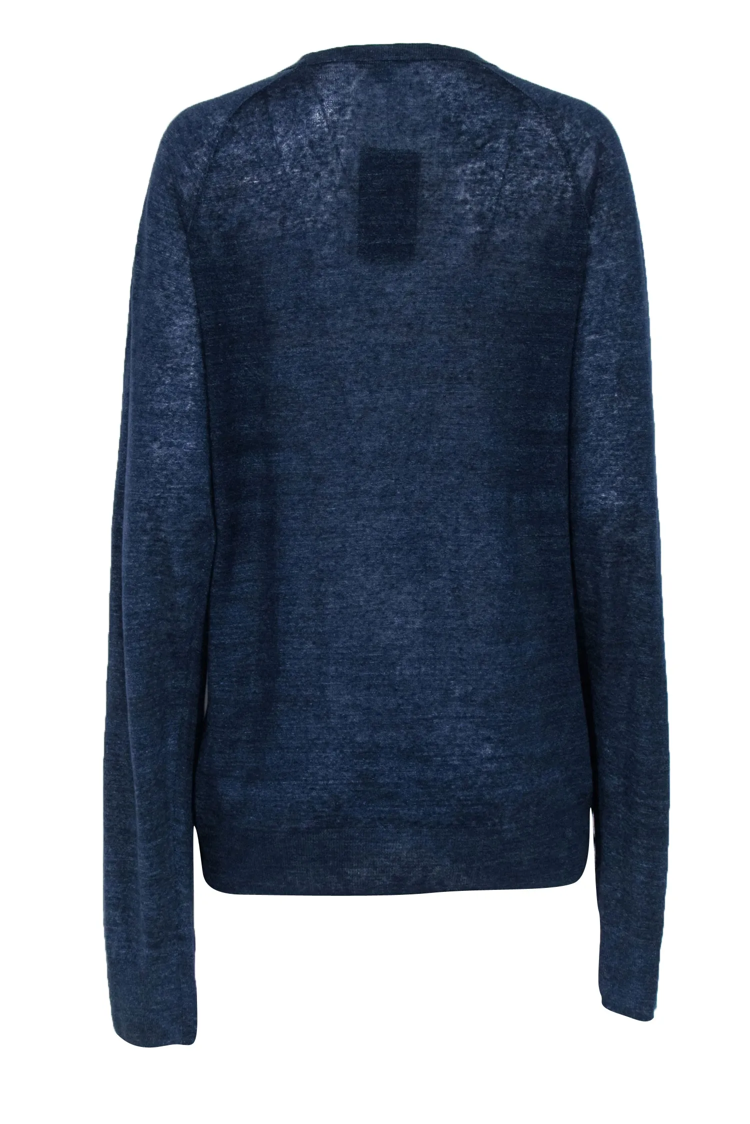 Theory - Navy Knit Linen Blend Cardigan Sz L