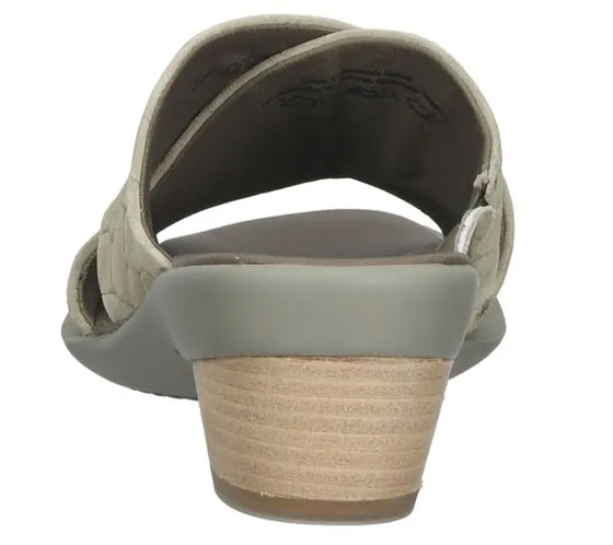 Think! Mules pour femmes, sandales en cuir véritable, pantoufles aspect tressé, chaussures à enfiler 3-000594-7000 vert