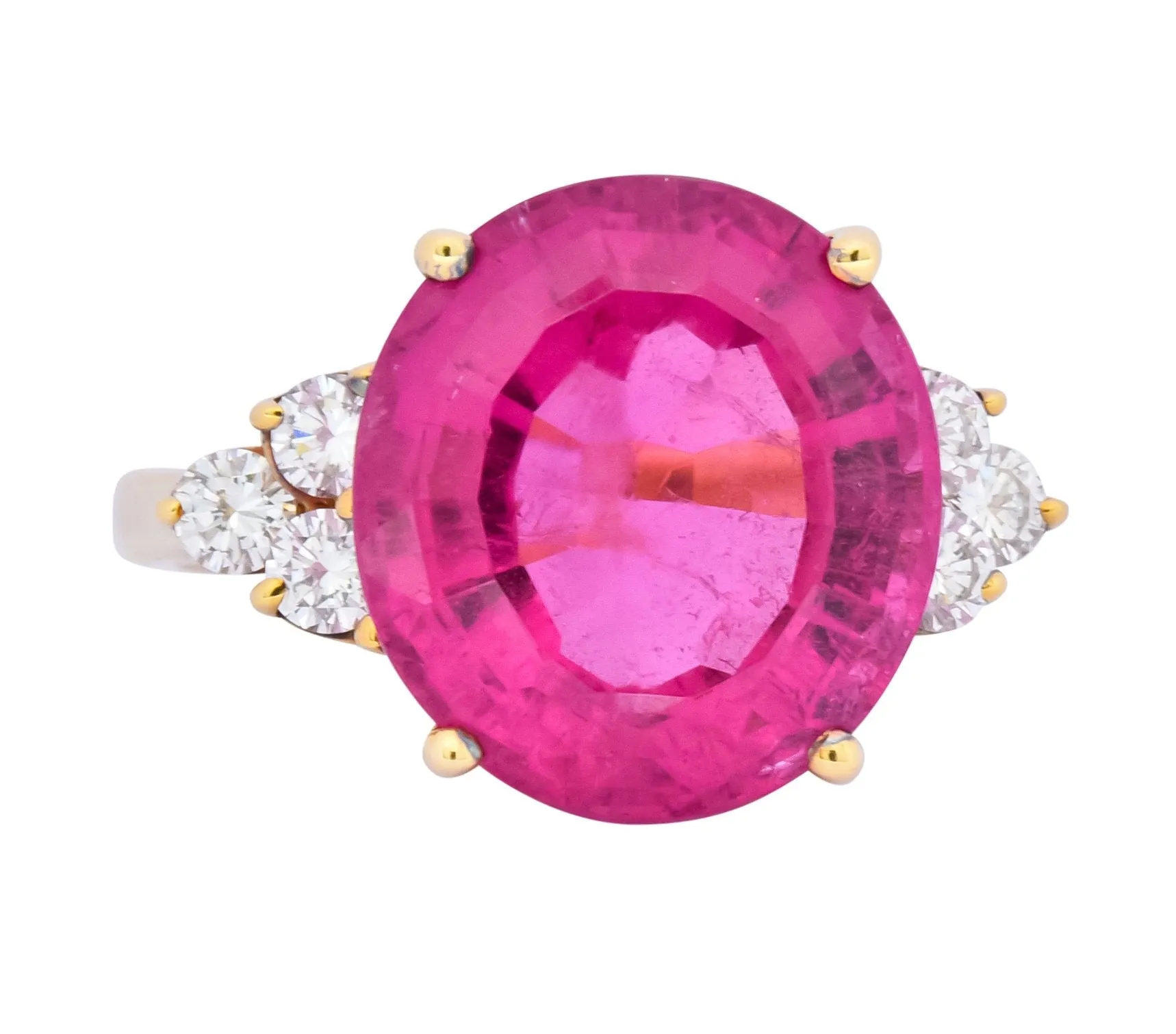 Tiffany & Co. 11.09 CTW Pink Tourmaline Diamond 18 Karat Gold Cocktail Ring