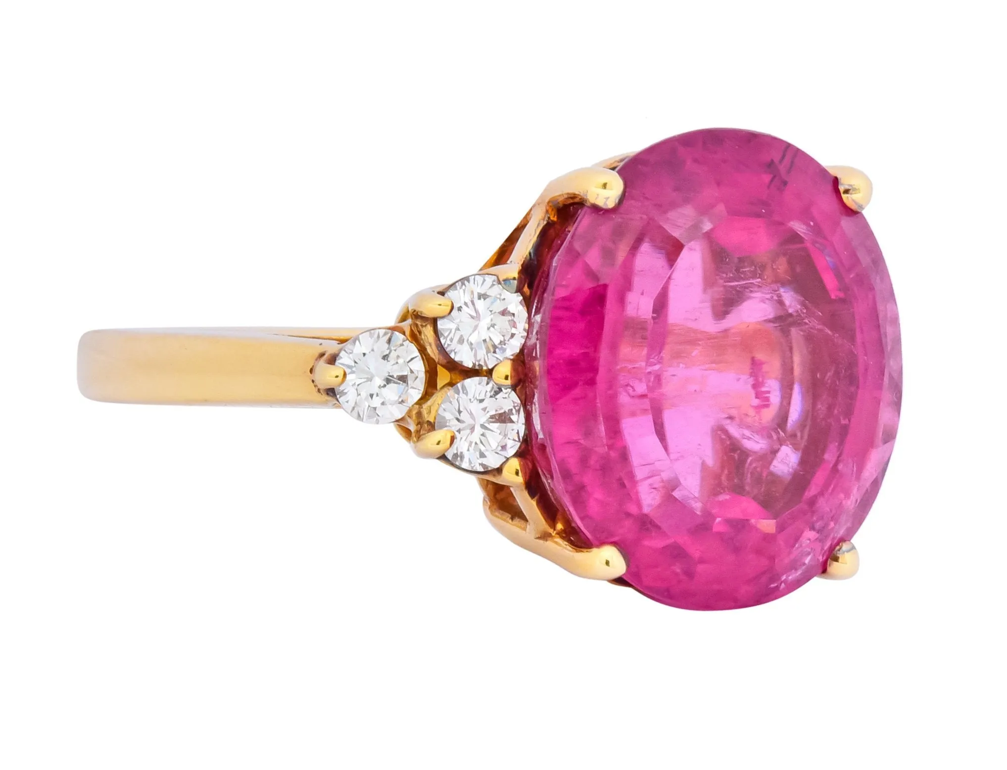 Tiffany & Co. 11.09 CTW Pink Tourmaline Diamond 18 Karat Gold Cocktail Ring