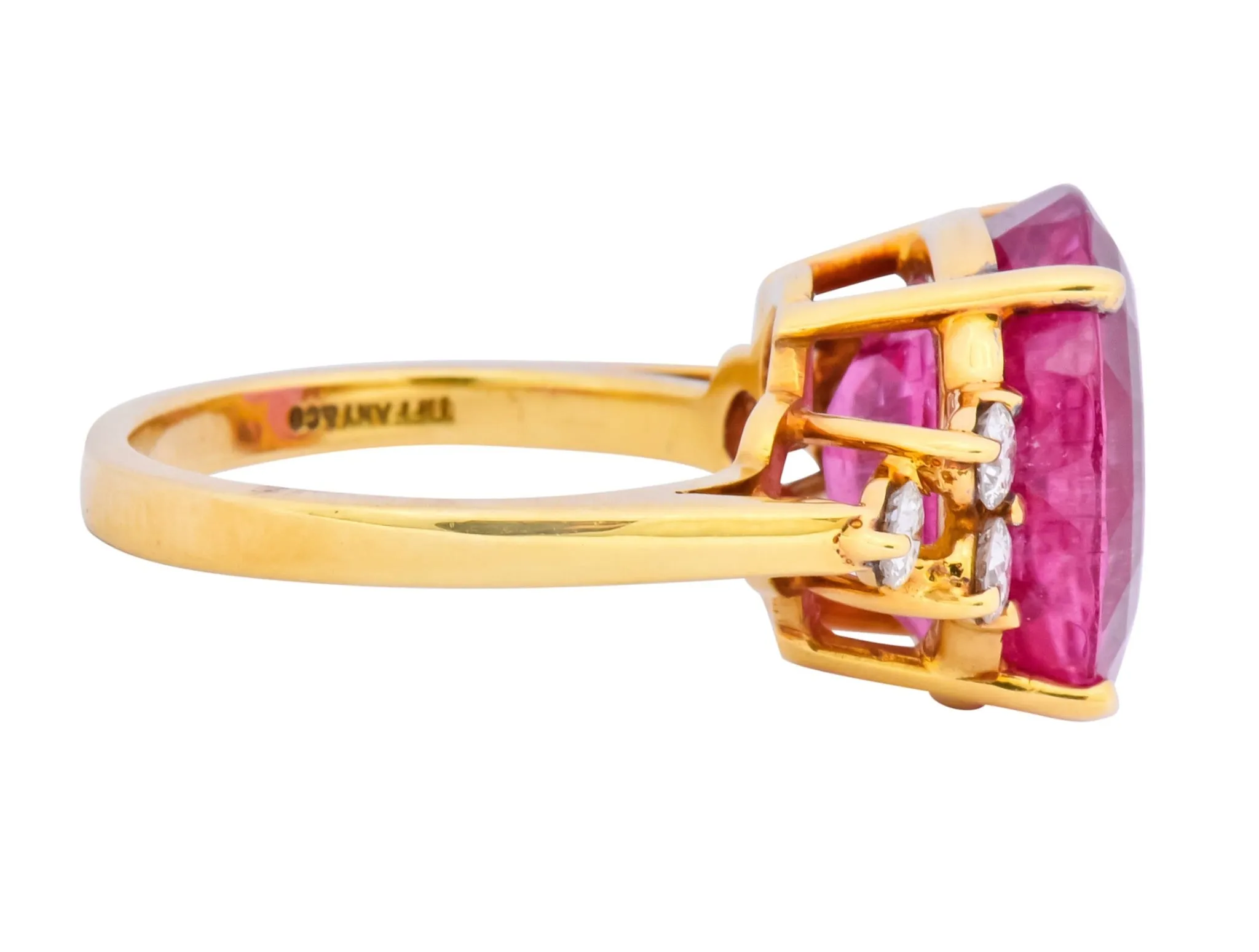 Tiffany & Co. 11.09 CTW Pink Tourmaline Diamond 18 Karat Gold Cocktail Ring