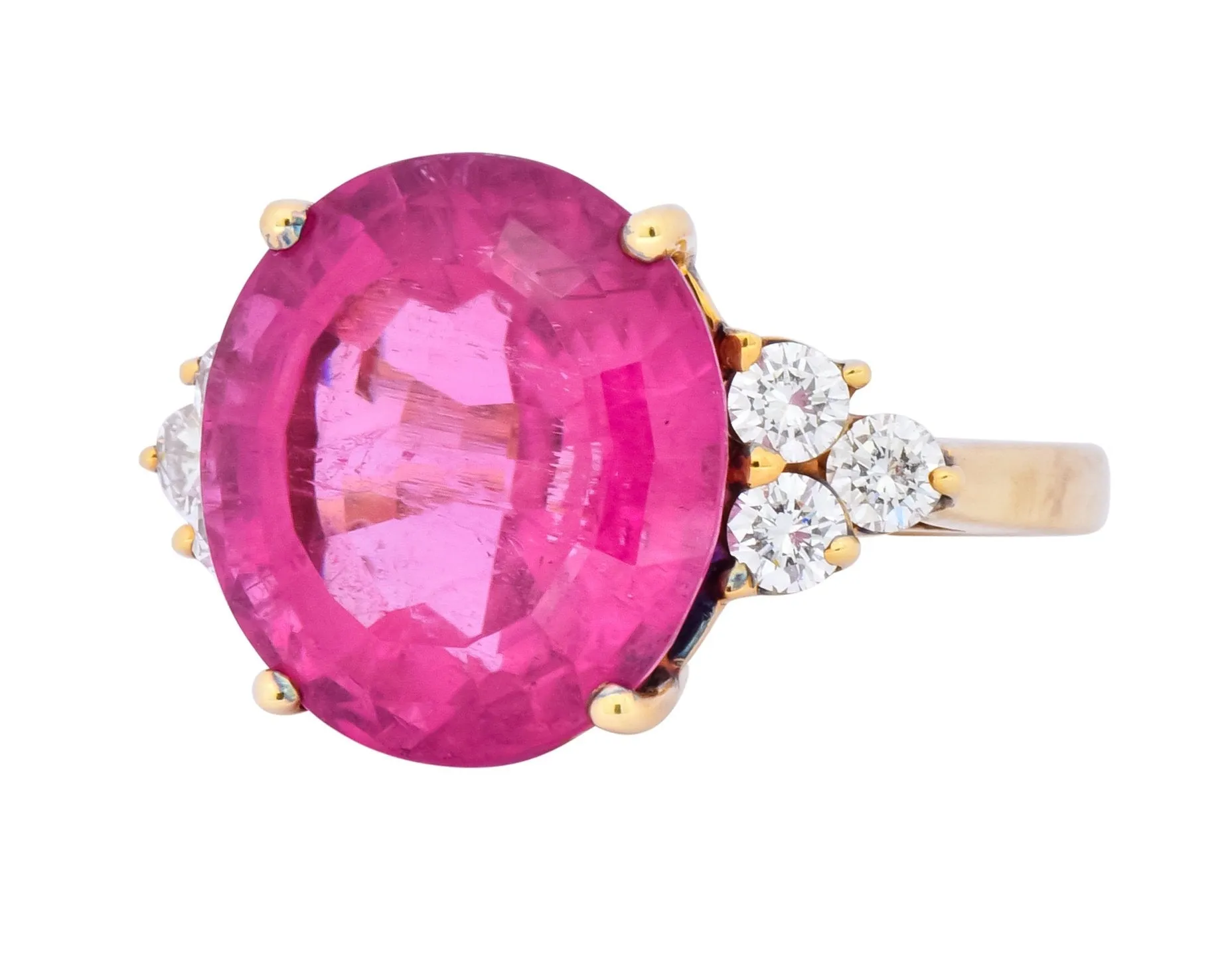 Tiffany & Co. 11.09 CTW Pink Tourmaline Diamond 18 Karat Gold Cocktail Ring