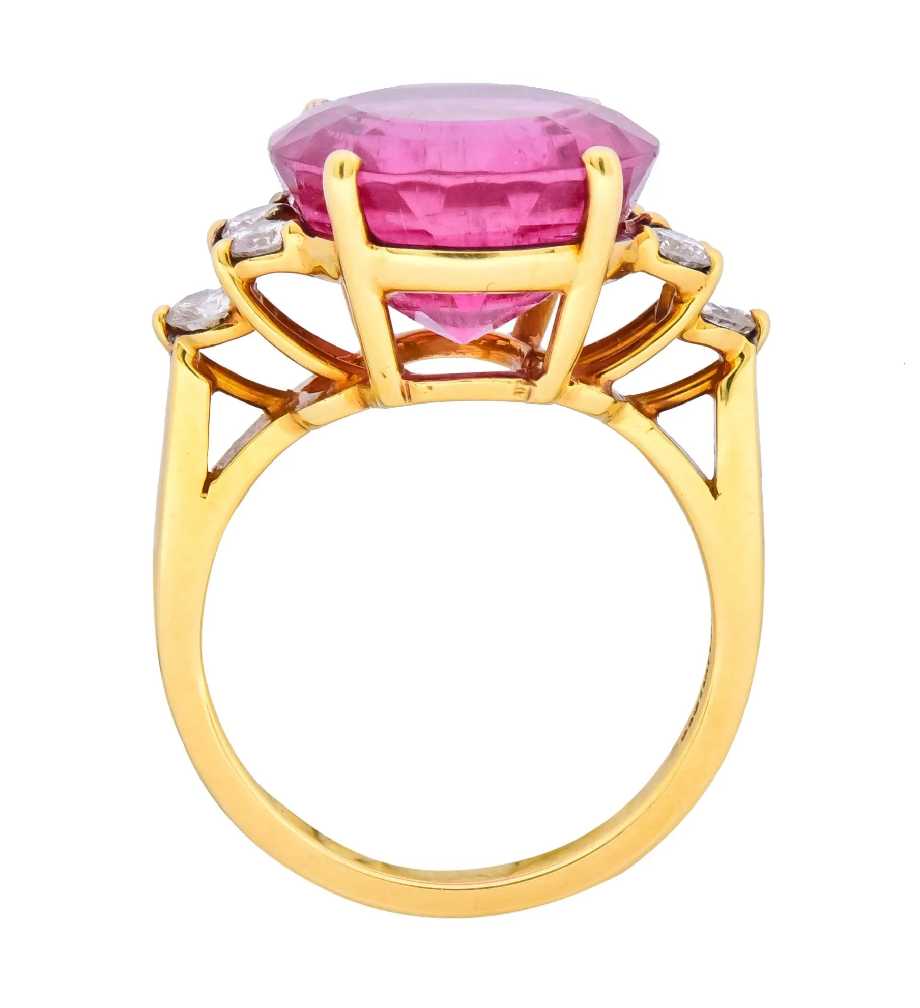 Tiffany & Co. 11.09 CTW Pink Tourmaline Diamond 18 Karat Gold Cocktail Ring