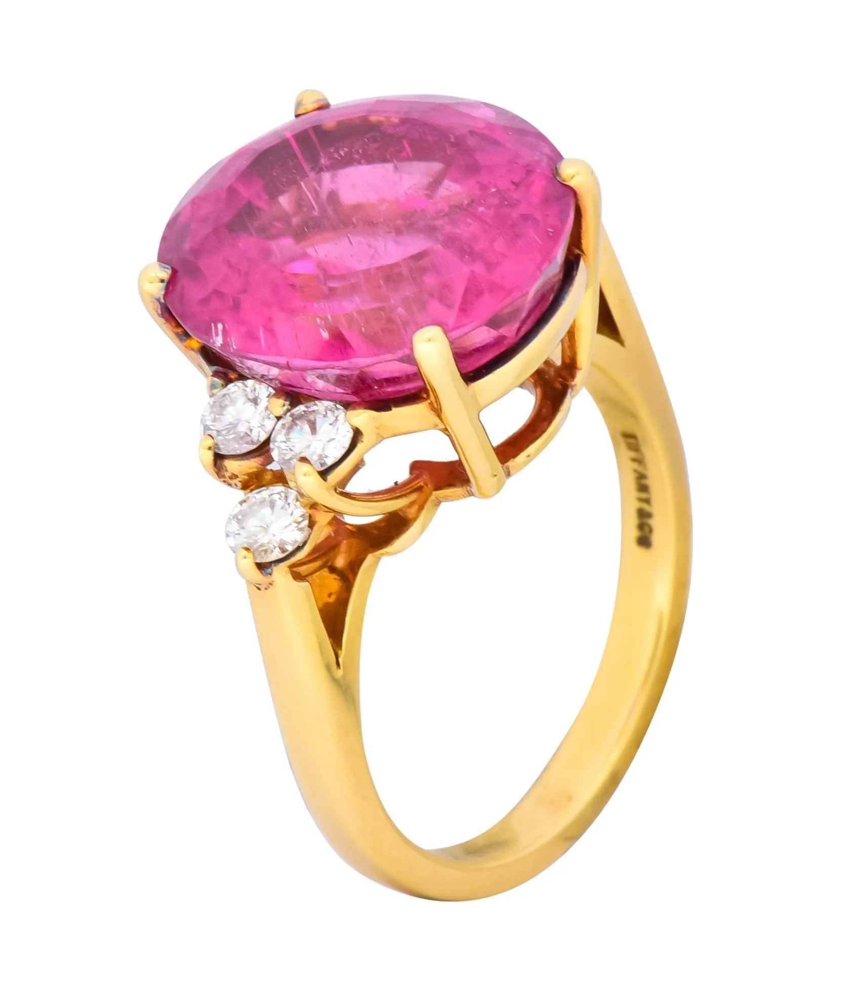 Tiffany & Co. 11.09 CTW Pink Tourmaline Diamond 18 Karat Gold Cocktail Ring