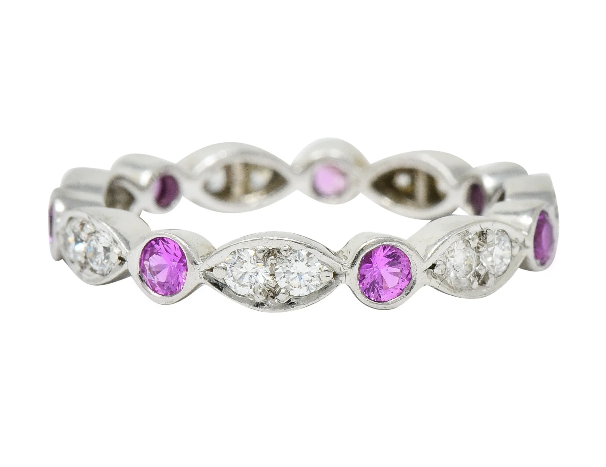 Tiffany & Co. Diamond Pink Sapphire Platinum Tiffany Jazz Band Ring