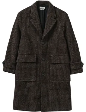 Toast Check Wool Overcoat Brown Marl