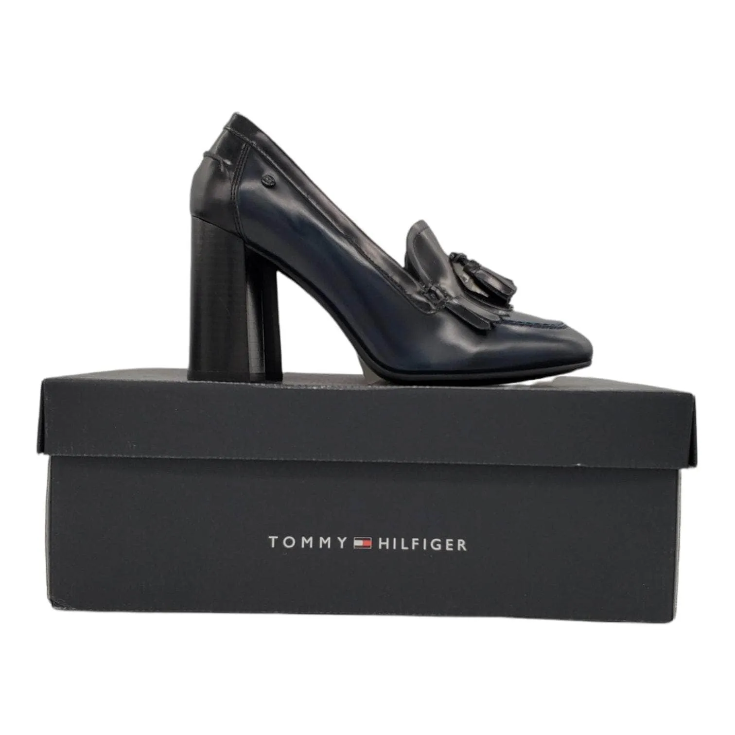 Tommy Hilfiger Navy Heeled Loafers