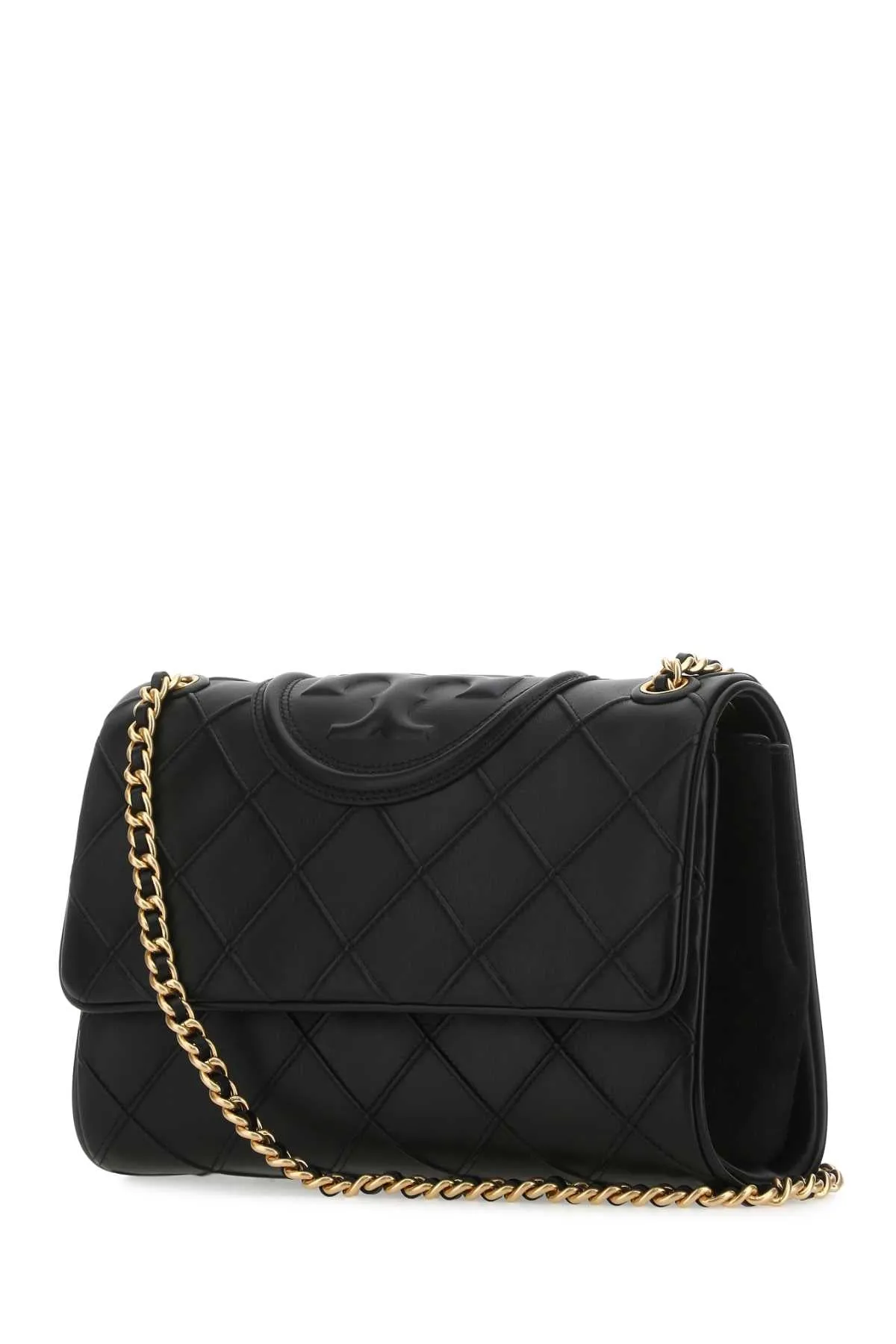 Tory Burch Black Leather Fleming Shoulder Bag