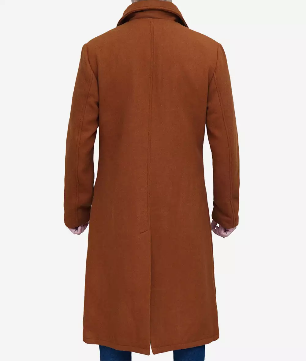 Trenton Men's Long Tan Wool Overcoat 