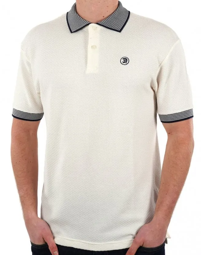 Trojan Contrast Texture Polo Ecru