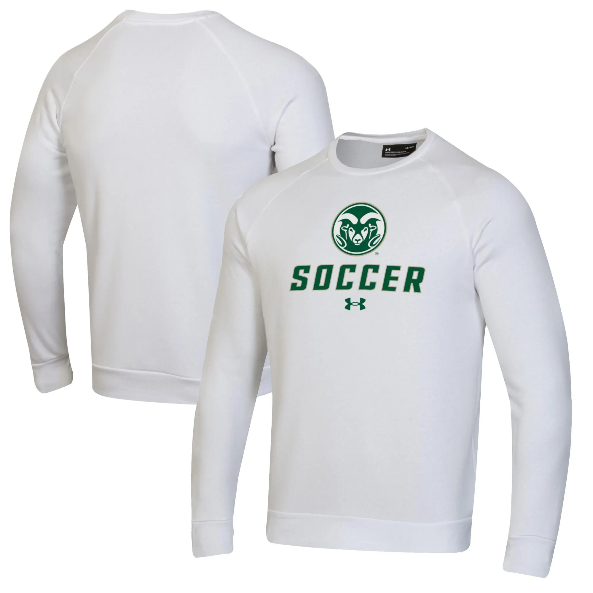 Under Armour Colorado State Rams White Soccer Rival Fleece Raglan Pullover Sweatshirt