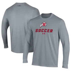 Under Armour Utah Utes Gray Soccer Performance Long Sleeve T-Shirt