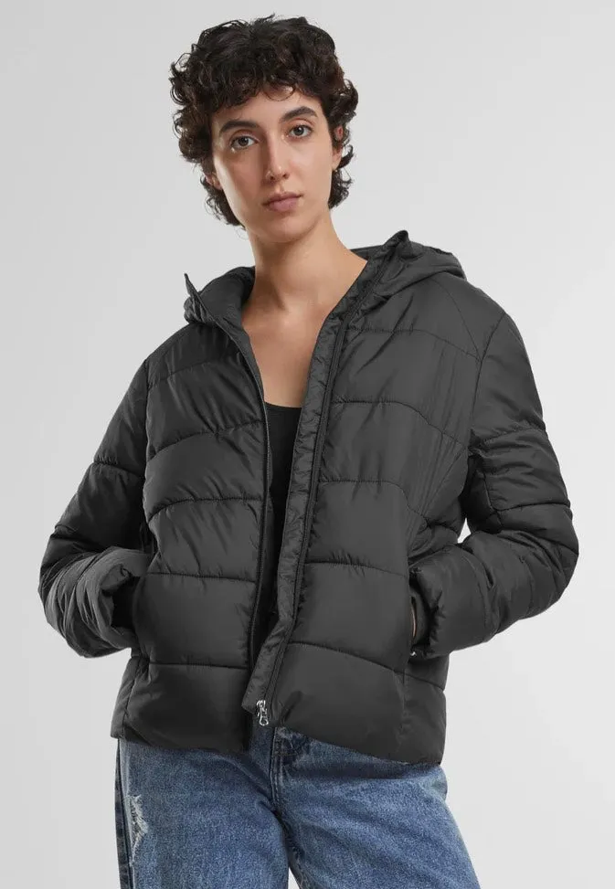 Urban Classics - Ladies Short Puffer With Hood Black - Jacket