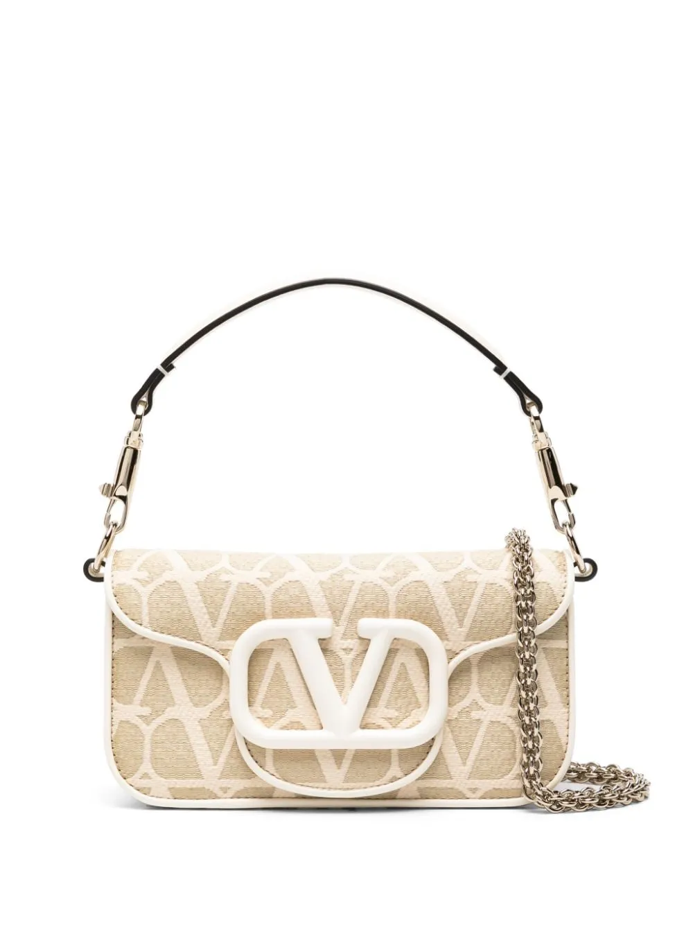 Valentino Garavani Locò Toile Iconographe Straw Small Shoulder Bag