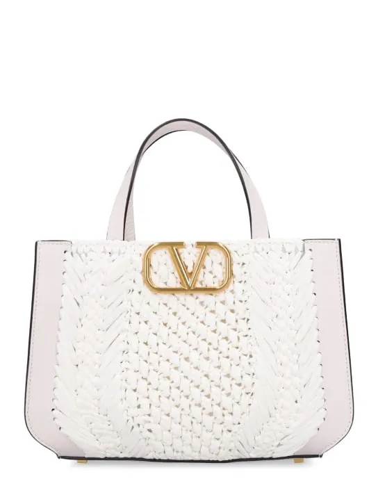 Valentino Garavani   Vlogo Signature crochet raffia tote bag 