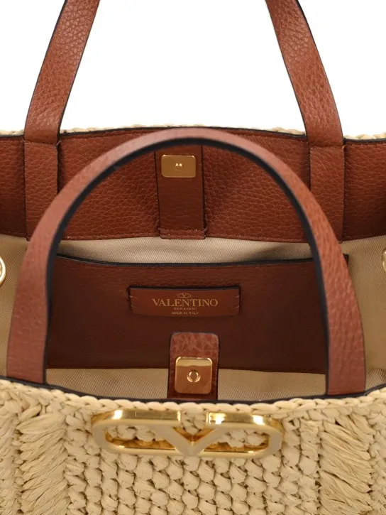 Valentino Garavani   Vlogo Signature crochet raffia tote bag 