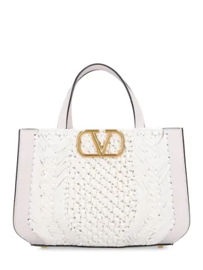 Valentino Garavani   Vlogo Signature crochet raffia tote bag 