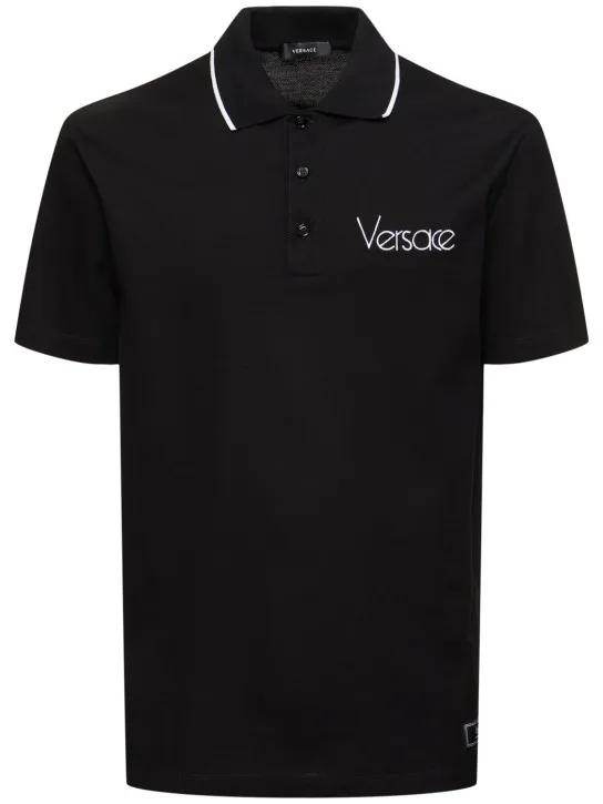 Versace   Logo cotton piquet polo 