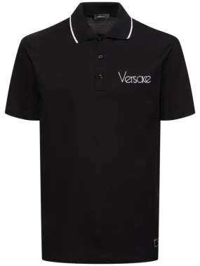 Versace   Logo cotton piquet polo 