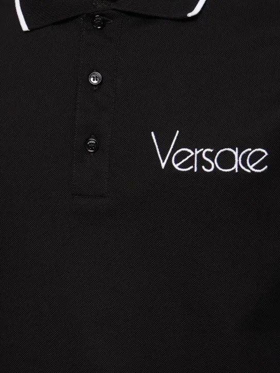 Versace   Logo cotton piquet polo 