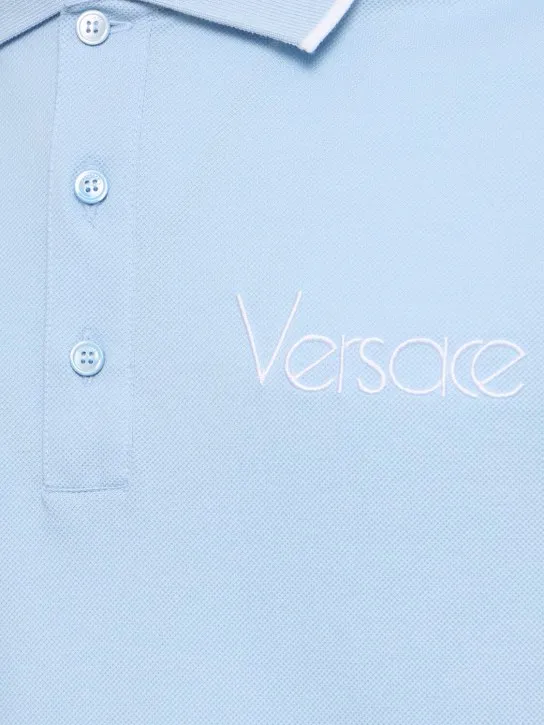 Versace   Logo cotton piquet polo 