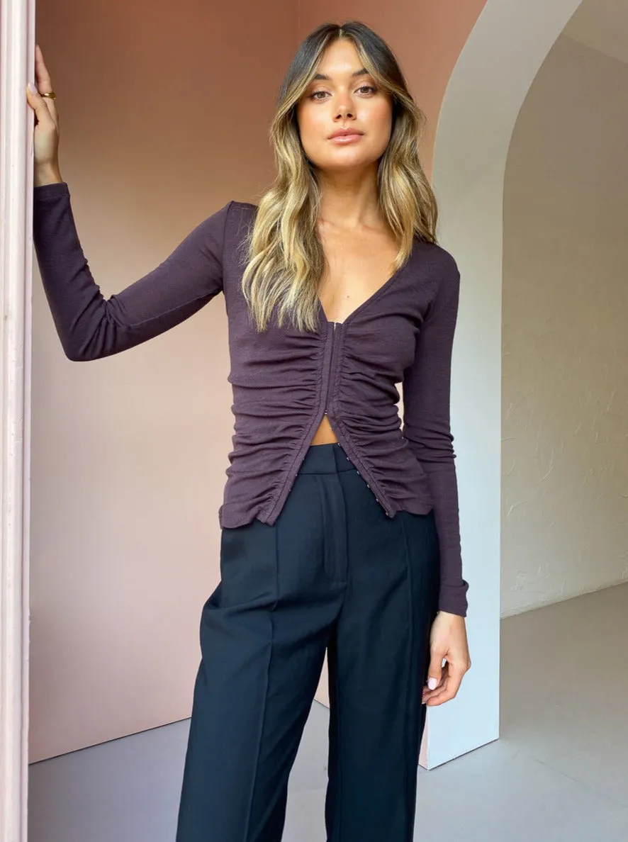 Viktoria & Woods Harper Merino Cardigan in Chocolate