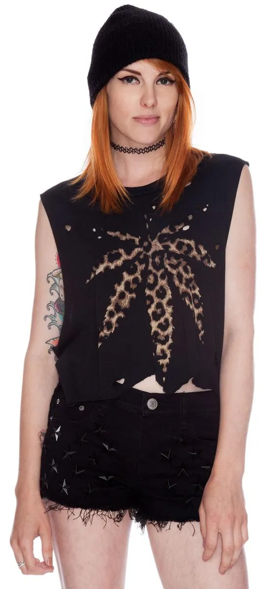 Weed Leopard Crop Tank-