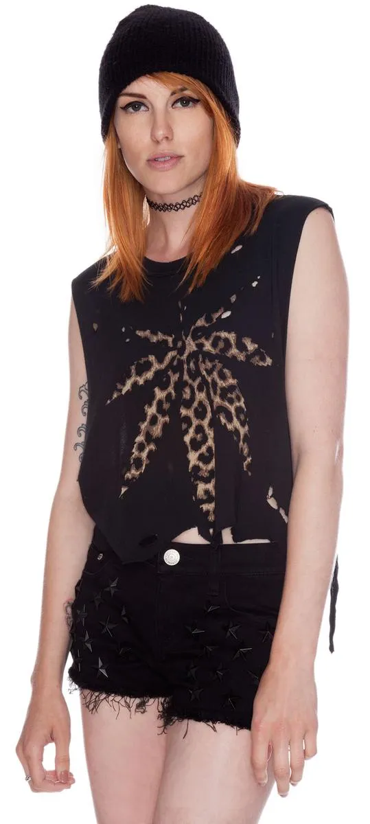 Weed Leopard Crop Tank-