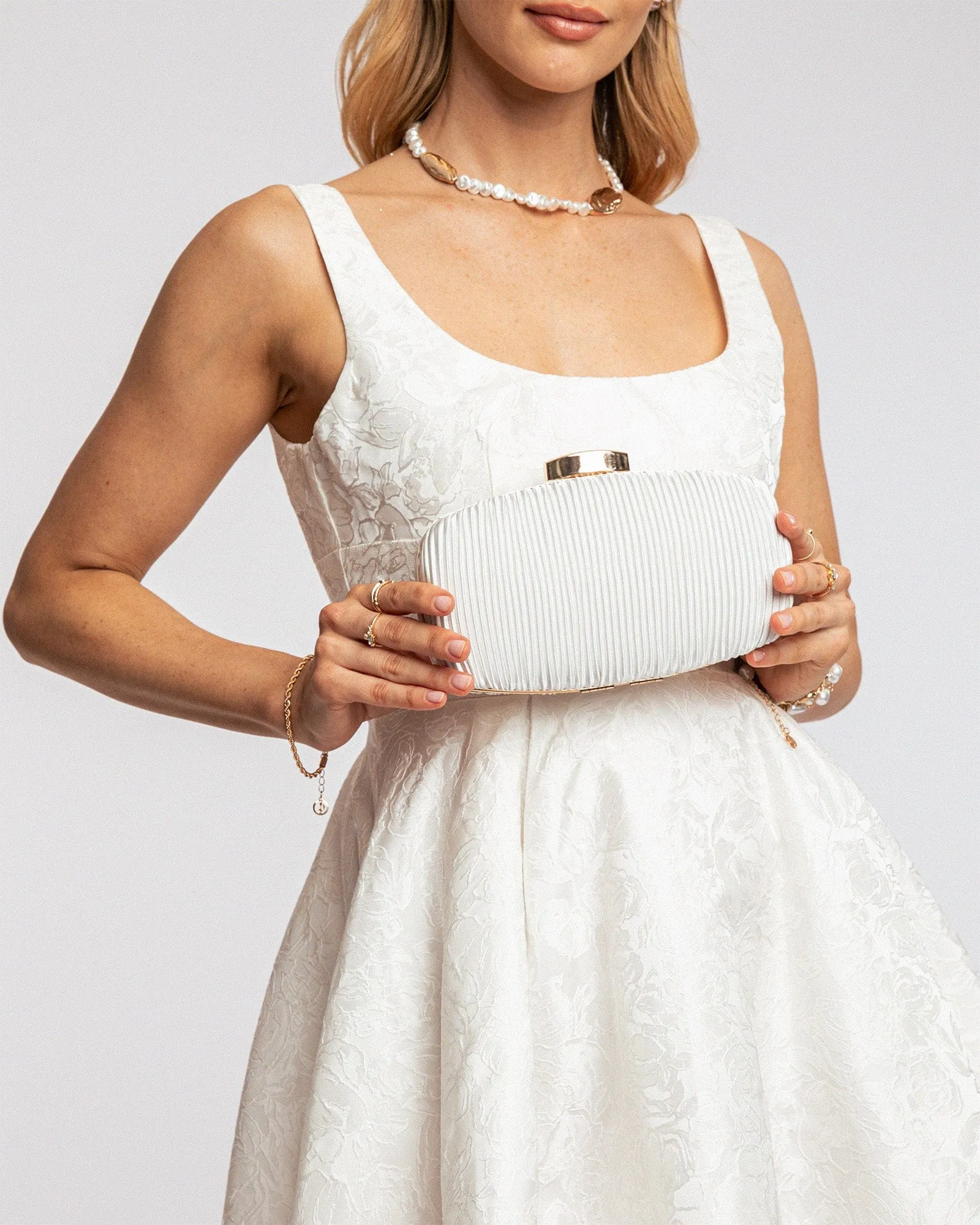 White Classic Hardcase Clutch Bag