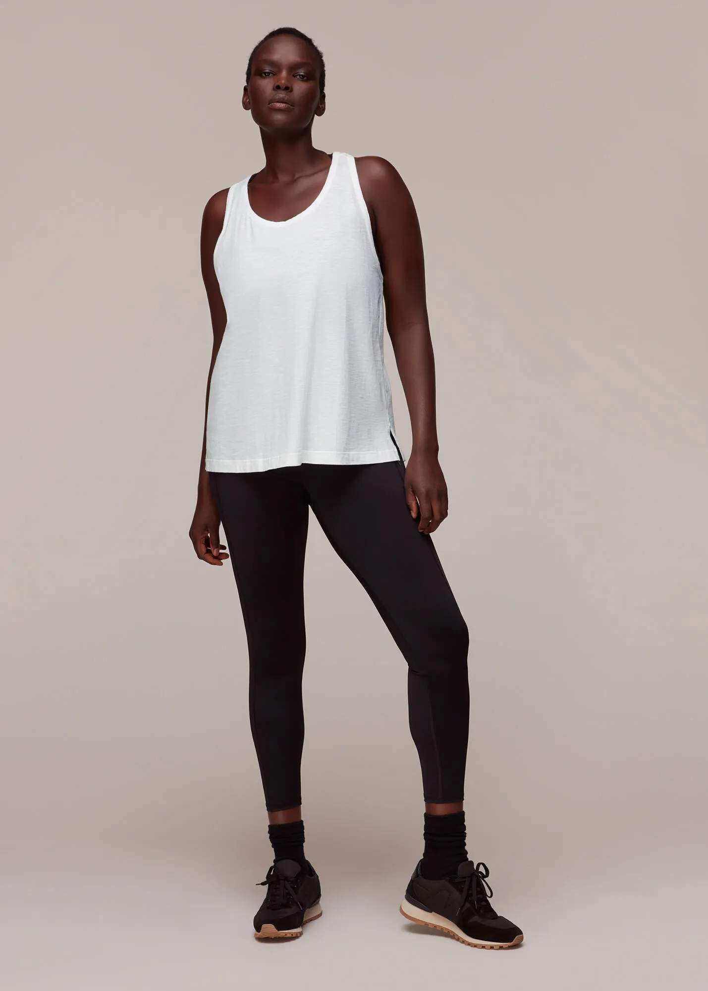 White Curved Hem Active Vest