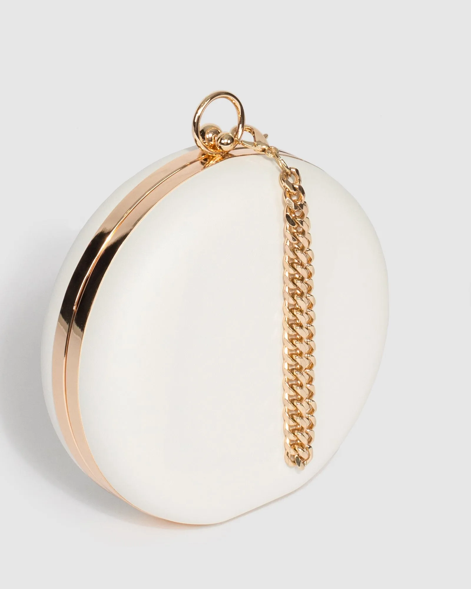 White Yuki Round Clutch Bag