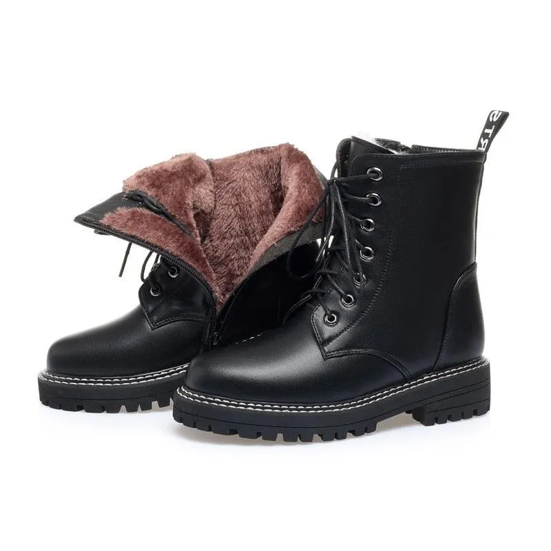 Winter Lace-Up Leather Boots