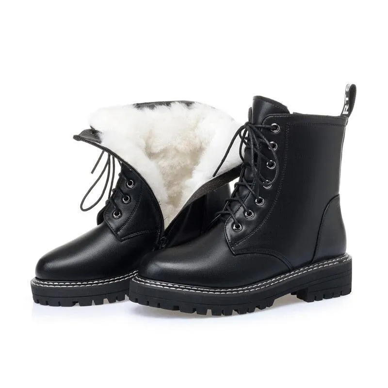 Winter Lace-Up Leather Boots