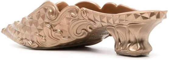 Y Project x Melissa filigree-detailing metallic-effect mules Gold
