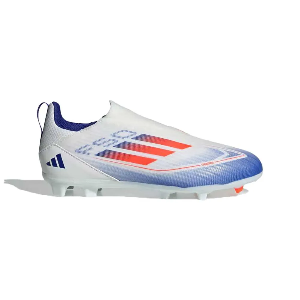 Youth Jr F50 League LL FG/MG Soccer Cleat - Cloud White/Solar Red/Lucid Blue - Regular (D)