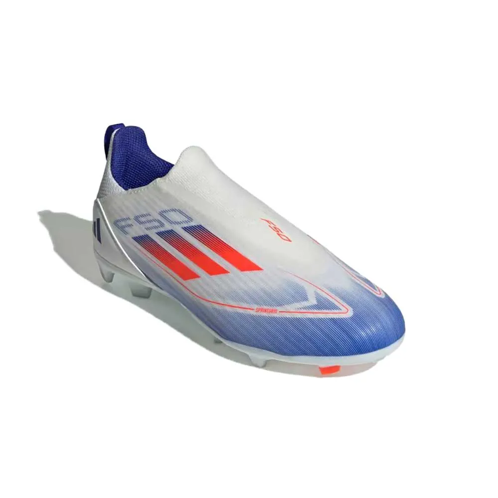 Youth Jr F50 League LL FG/MG Soccer Cleat - Cloud White/Solar Red/Lucid Blue - Regular (D)