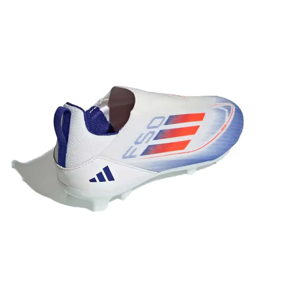 Youth Jr F50 League LL FG/MG Soccer Cleat - Cloud White/Solar Red/Lucid Blue - Regular (D)