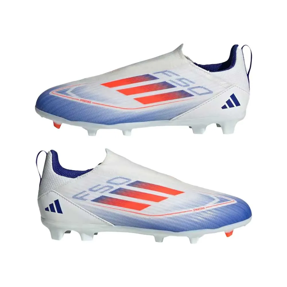 Youth Jr F50 League LL FG/MG Soccer Cleat - Cloud White/Solar Red/Lucid Blue - Regular (D)