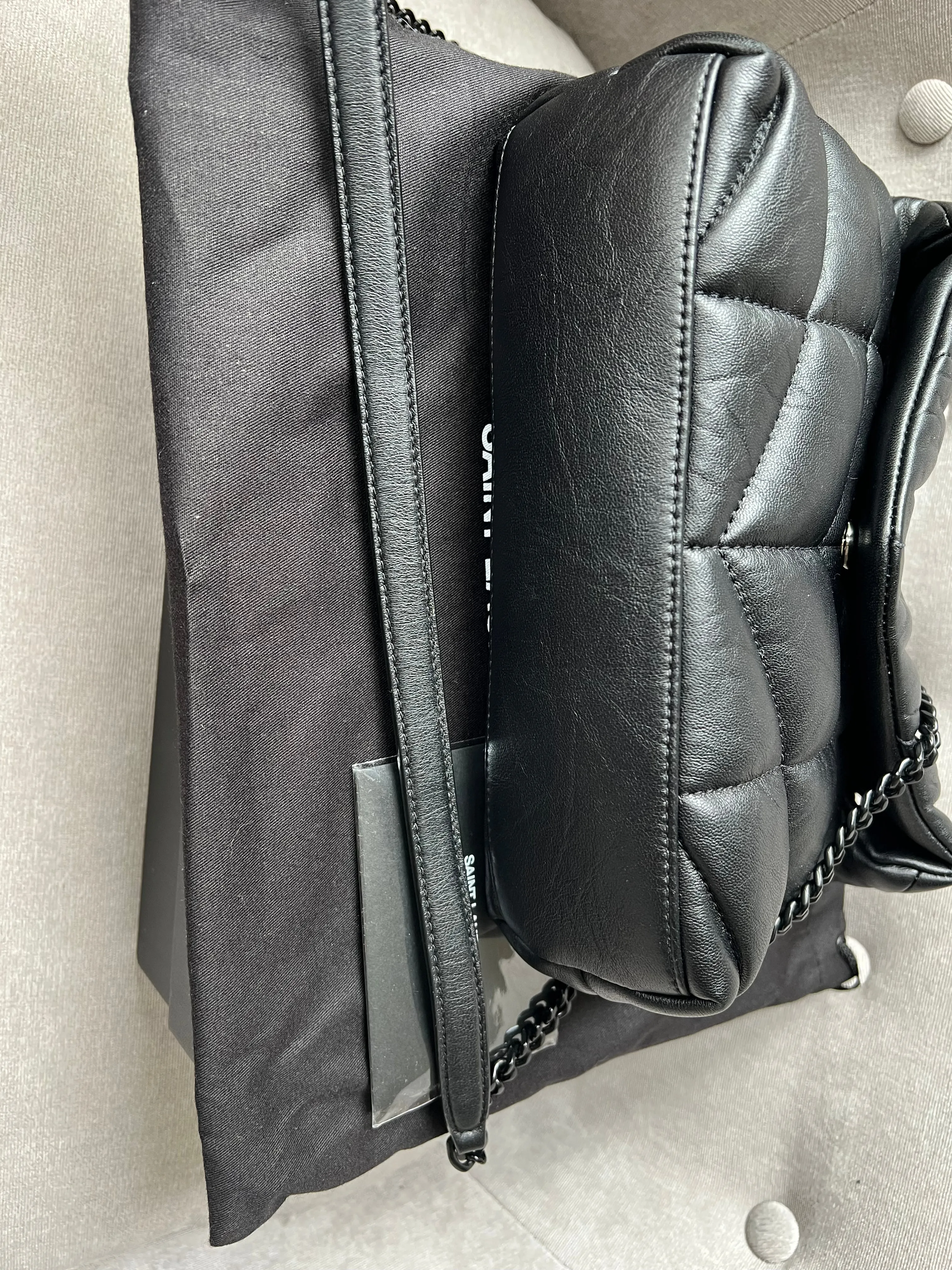 Yves Saint Laurent (YSL) Mini Puffer in Black Quilted Lambskin