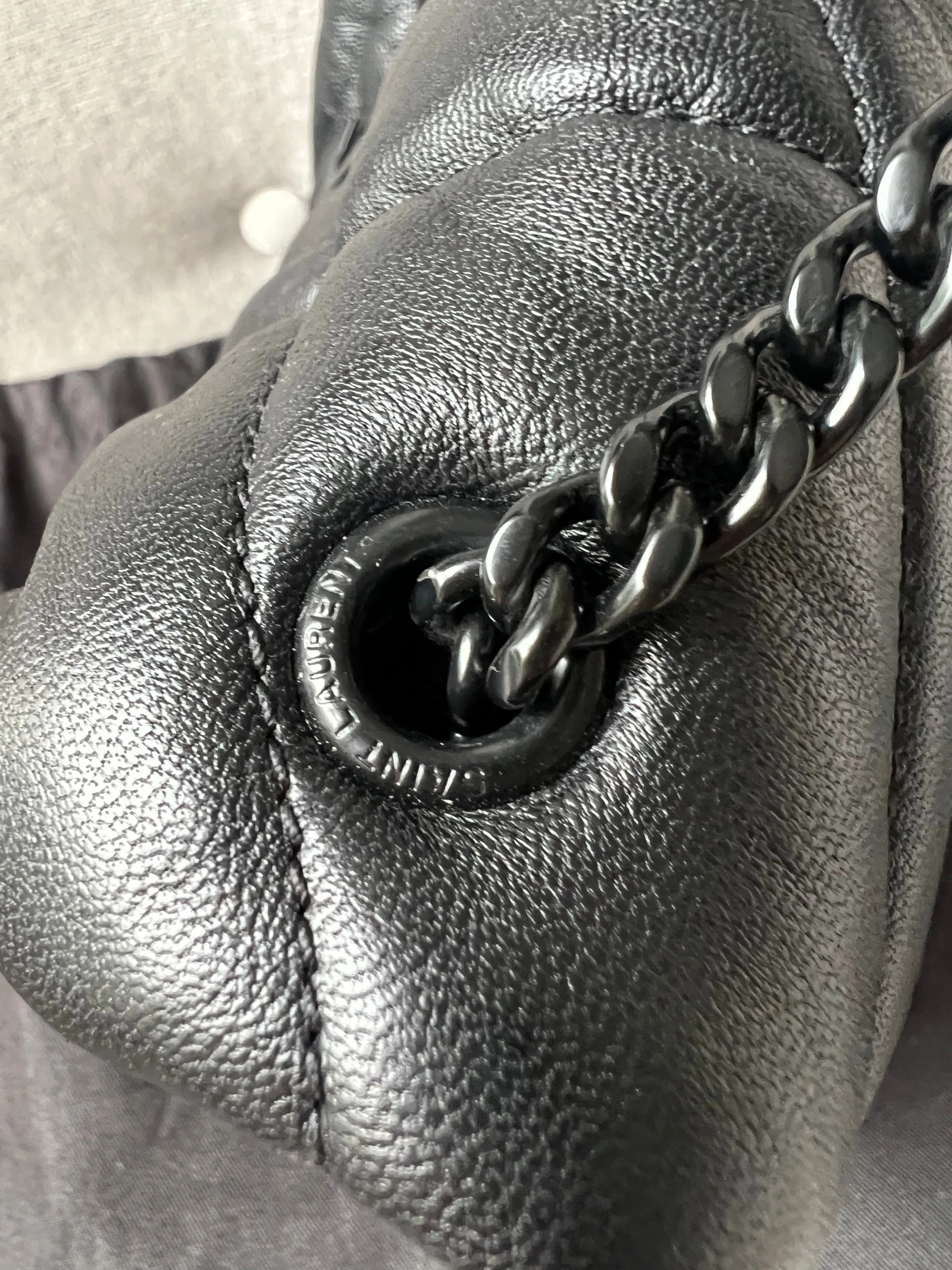 Yves Saint Laurent (YSL) Mini Puffer in Black Quilted Lambskin