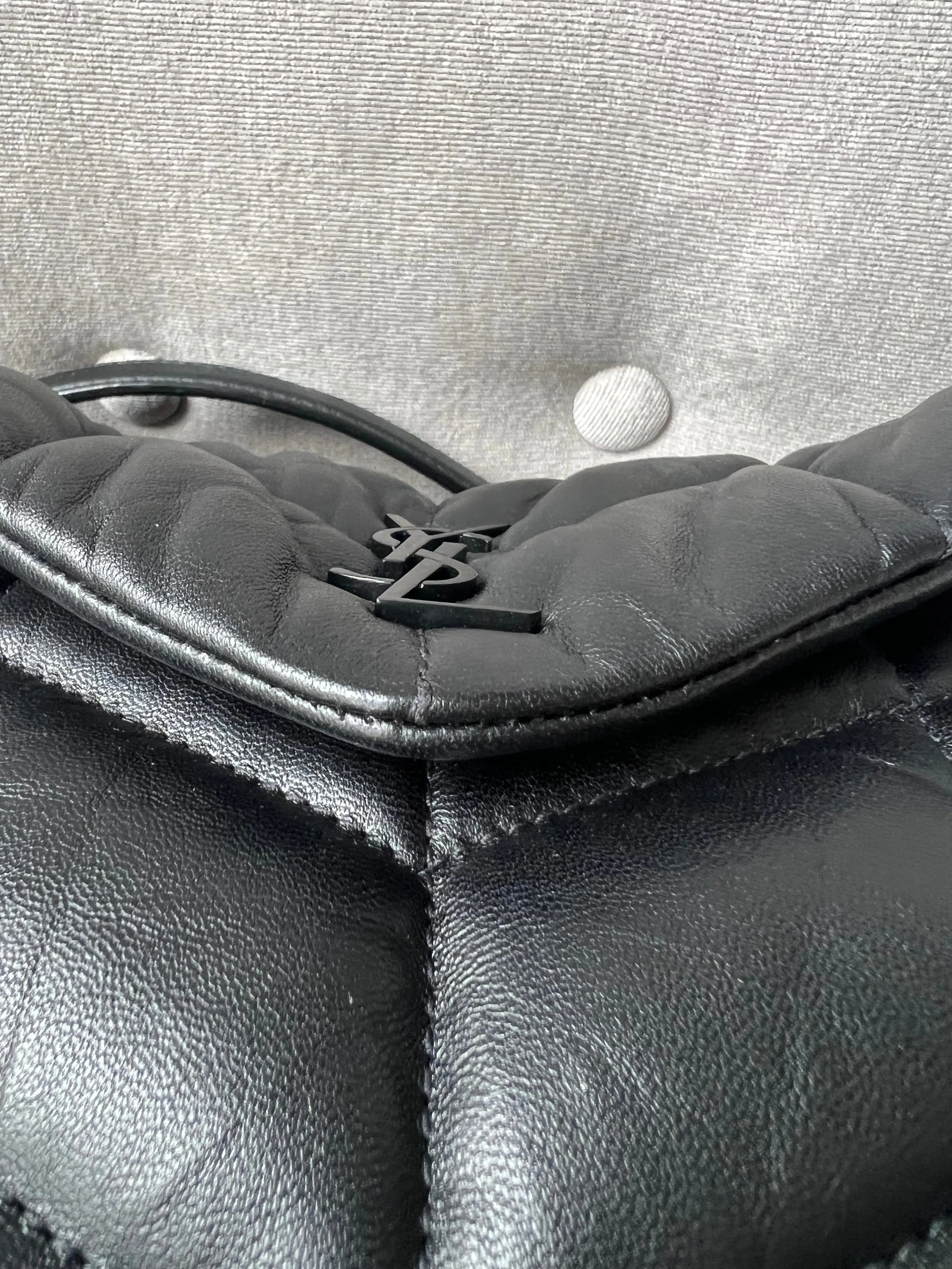 Yves Saint Laurent (YSL) Mini Puffer in Black Quilted Lambskin