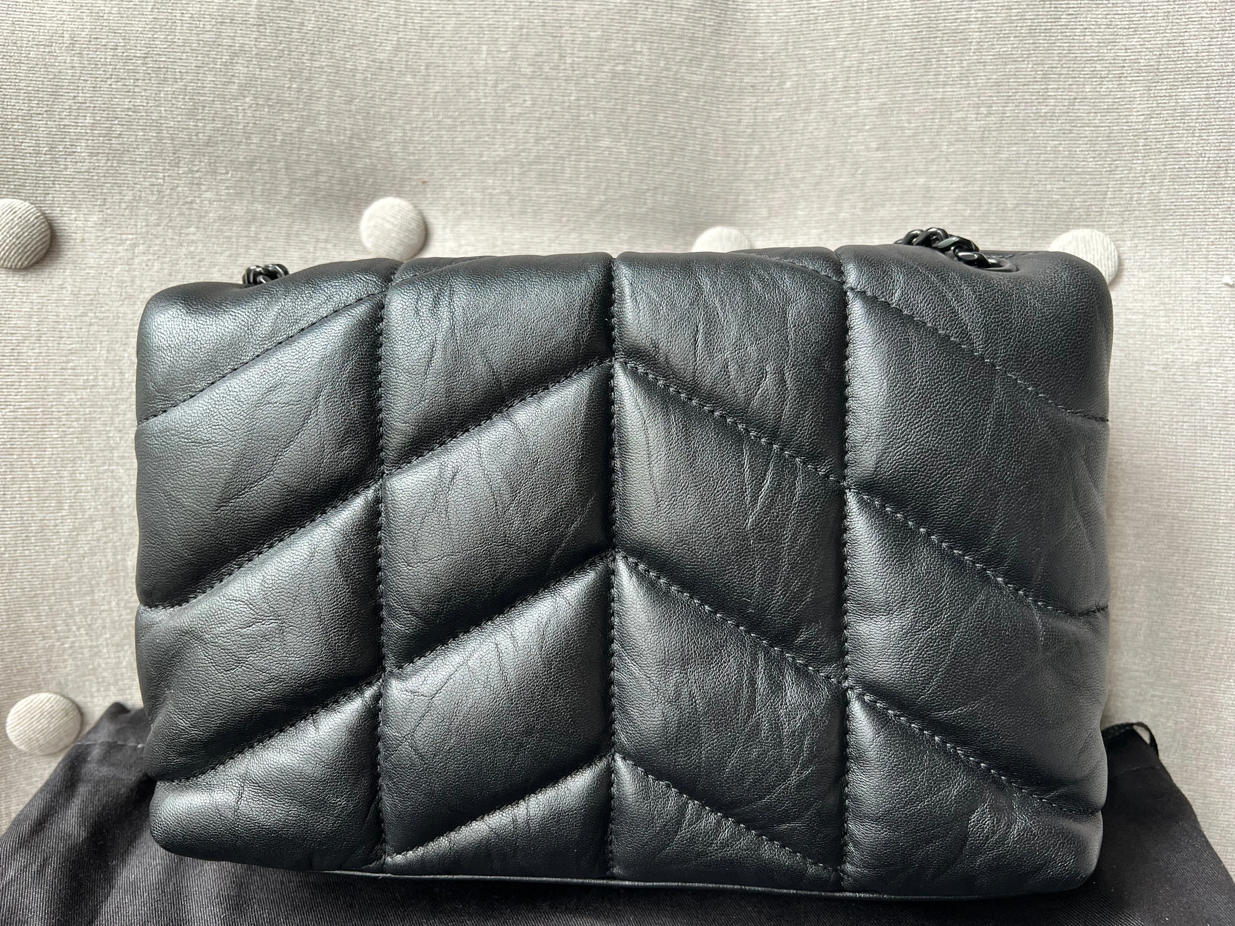 Yves Saint Laurent (YSL) Mini Puffer in Black Quilted Lambskin
