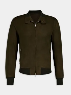 Zip-Up Suede Leather Jacket
