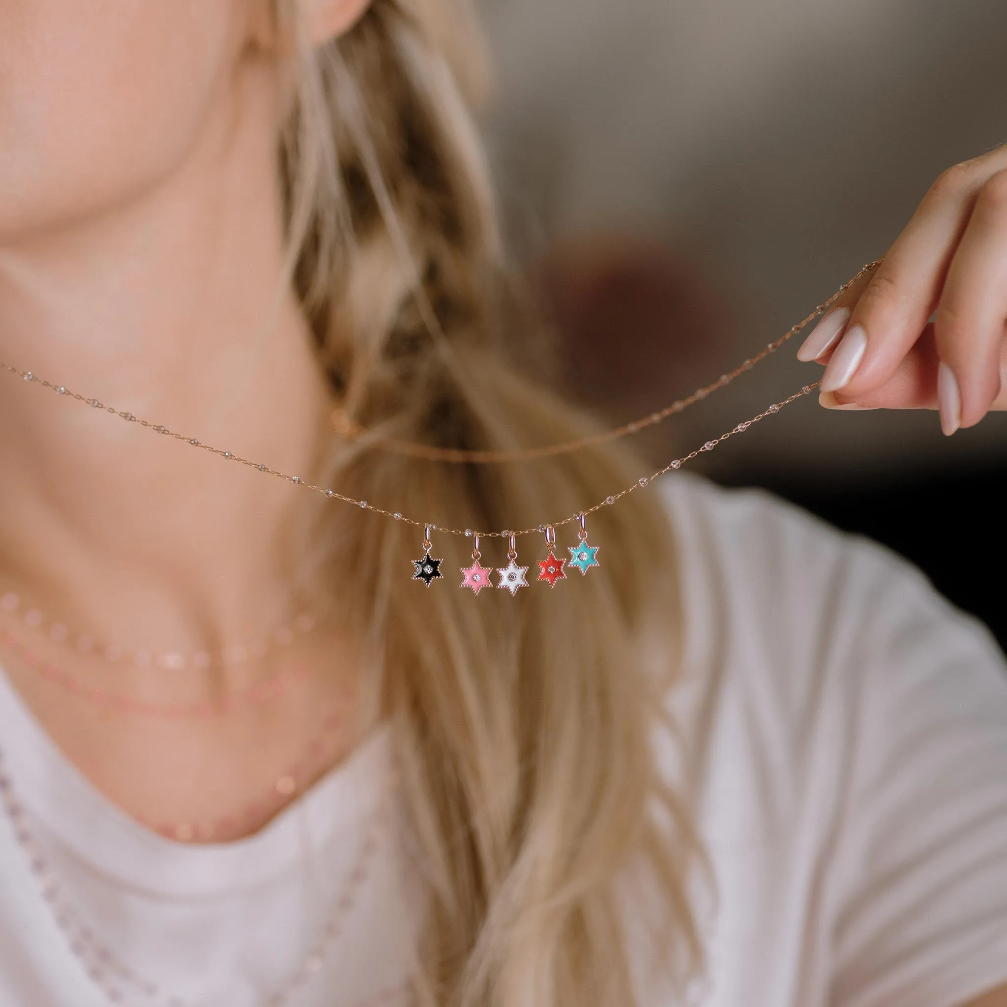 Étoile Diamond Pendant, Pink, Rose Gold